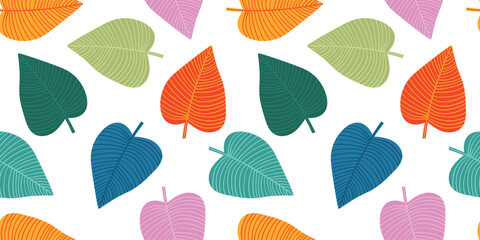 Bright funny seamless pattern with abstract leaves. Vector design for paper, cover, fabric, interior decor and other