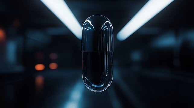 High-tech digital capsule glowing with neon lights and sequences image