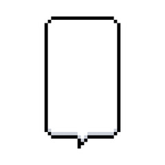Pixel speech bubble. Pixel text box. Retro game chat frames. Message cloud. Bit dialog frame. Interface talk balloon. Vector illustration isolated on white background.