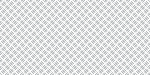 Diamond plate metal seamless pattern. Diamond structure texture. Metal construction background. Geometric diagonal tread stainless floor. Vector illustration isolated on white background.