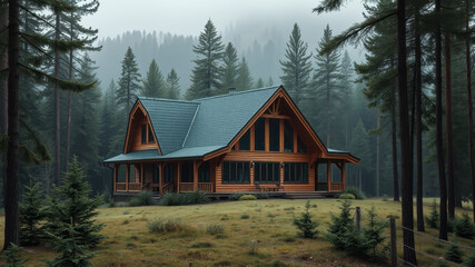 Rustic Log Cabin in a Serene Forest Setting