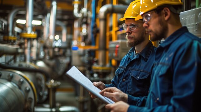 Engineers Assessing Geothermal Power Equipment for Optimal Performance and Safety Protocols