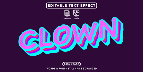 Editable graphic text effect  clown style