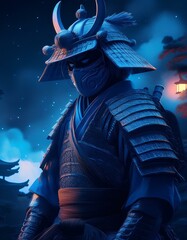 Samurai Warriors in Epic Poses and Dramatic Lighting