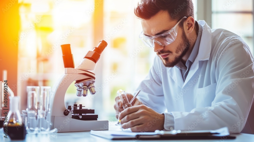 Poster a scientist conducting research in a laboratory setting