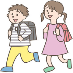 登校中の小学生達