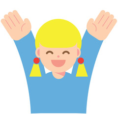 万歳をする笑顔の女性のアイコン