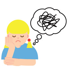 考えがまとまらない女性のイラスト