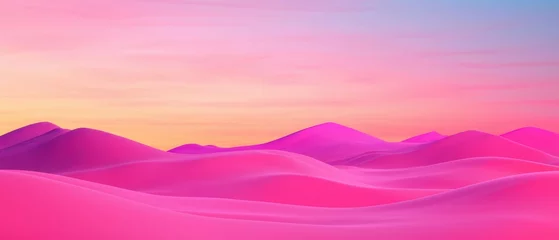 Fotobehang Colorful abstract landscape featuring soft pink hills beneath a gradient sky. © narak0rn