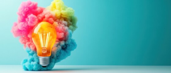 Creative ideas in colorful light bulb