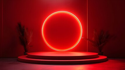 Red Background Luxury Podium Platform for Premium Product Display and Presentation