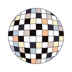 Groovy disco ball Musical mirror ball. Disco 80's Retro design element Vector illustration Isolated on white background
