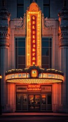 A classic theater with an ornate, vintage facade, featuring large