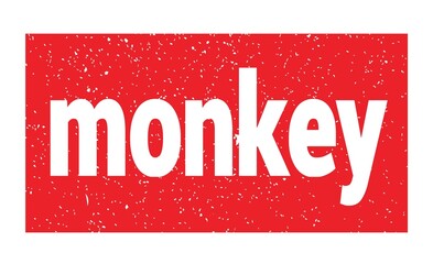 monkey text written on red stamp sign.
