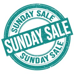 SUNDAY SALE text written on blue round stamp sign