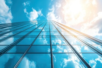 Glass Skyscraper Under a Cloudy Sky
