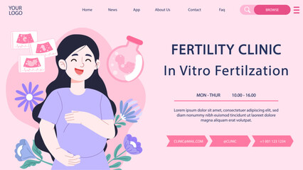 Fertility Clinic In Vitro Fertilization Online Portal. Vector illustration