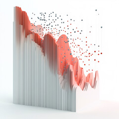abstract 3d geometric shape with red and white colors on white background for modern technology and data visualizations