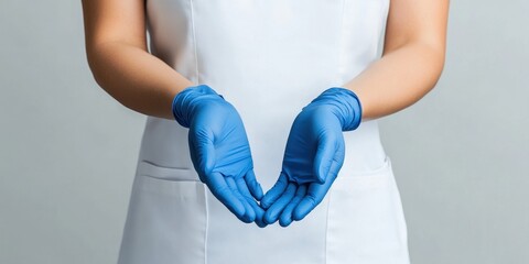 Medical professional in blue gloves ready for procedure