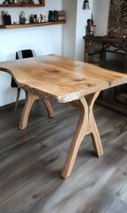 57. A plain wooden table with a natural finish