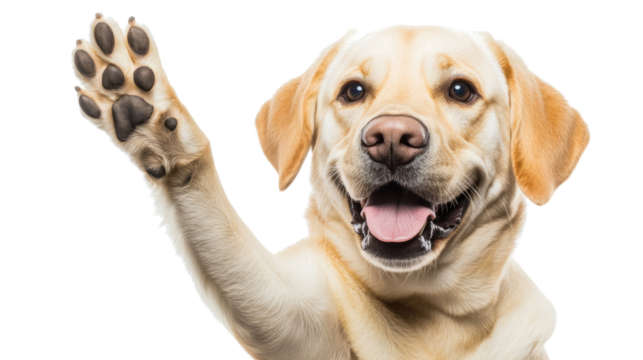 Labrador Dog Happily Giving a High Five on a Transparent Background Generative AI