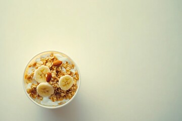 Healthy Oatmeal Bowl with Bananas and Nuts