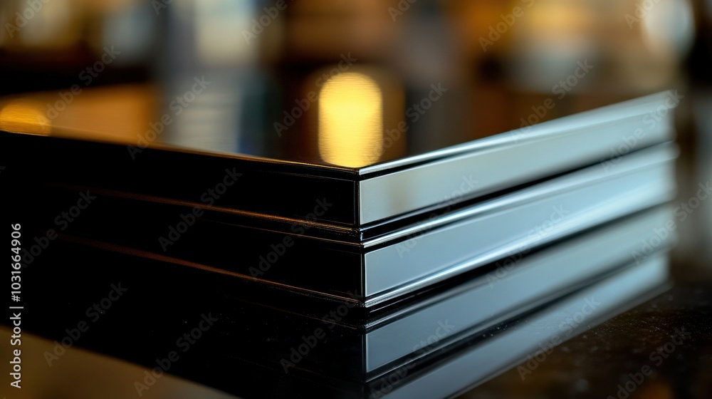 Aufkleber Two Stacked Black and Silver Rectangular Objects