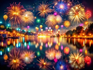 Stunning Tilt-Shift Fireworks Over River During Diwali Festivity