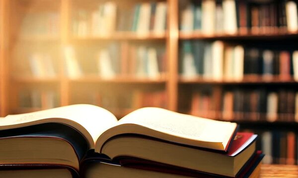  Book stack and opened book on.