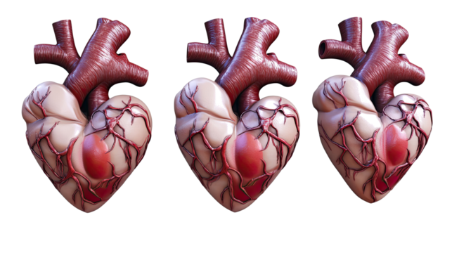 Heart Icons for Hospital Care and Health on Clear Background Generative AI