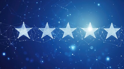Obraz premium Abstract illustration of five-star rating bubbles with a digital, futuristic design. Online reviews