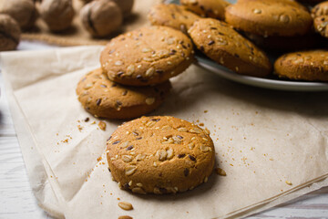 Oatmeal cookies on a light table
