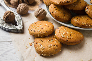 Oatmeal cookies on a light table