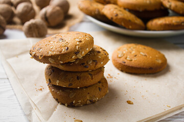 Oatmeal cookies on a light table