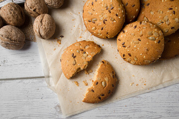 Oatmeal cookies on a light table