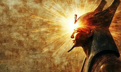 Ra (Egyptian God) sun god of ancient Egypt Ra, the sun god, with rays of sunlight emanating from his form, Generative AI