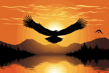 silhouette of flying eagle 
