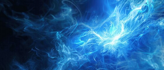 Obraz premium Ethereal Blue Smoke on Dark Background Abstract Wallpaper