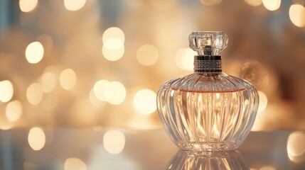 Elegant Glass Perfume Bottle on Vintage Background