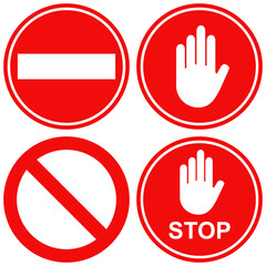 Set of stop sign,vector stop illustration. red warning symbol