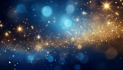 Obraz premium キラキラした青と金の抽象的背景