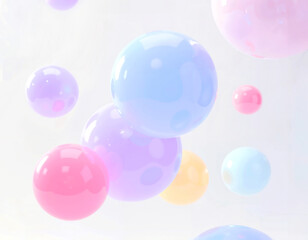Floating Pastel Bubbles in Soft Light Abstract Background