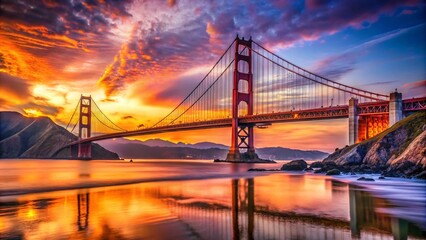 Obraz premium Sunset Over Golden Gate Bridge – Urban Exploration Photography