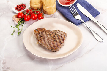 Grilled marble beef steak with sauce