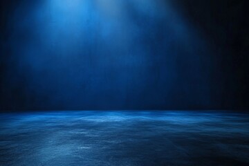 Empty Dark Blue Studio and Grey Floor Concrete.