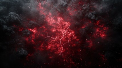 Obraz premium A vivid explosion of red light and dark smoke creates a dramatic, otherworldly atmosphere, evoking feelings of power and intensity.