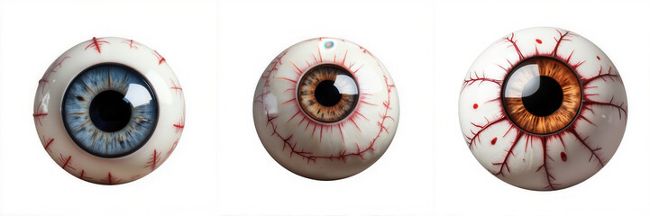 Realistic human eyeballs, white isolated background