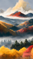 Fototapeta premium Autumn mountain scenery in Korea colored with autumn leaves