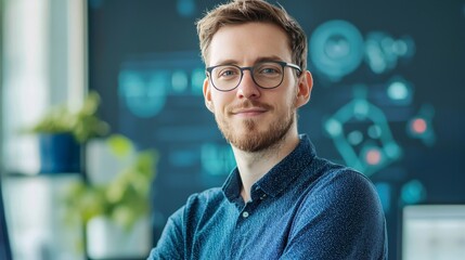 A biohacker entrepreneur using tech to monitor and enhance performance, balancing work and wellness for sustainable success