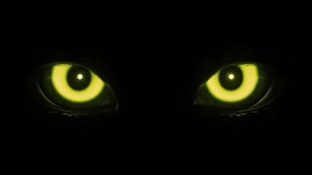 Evil eyes in the dark: the inscription HALLOWEEN